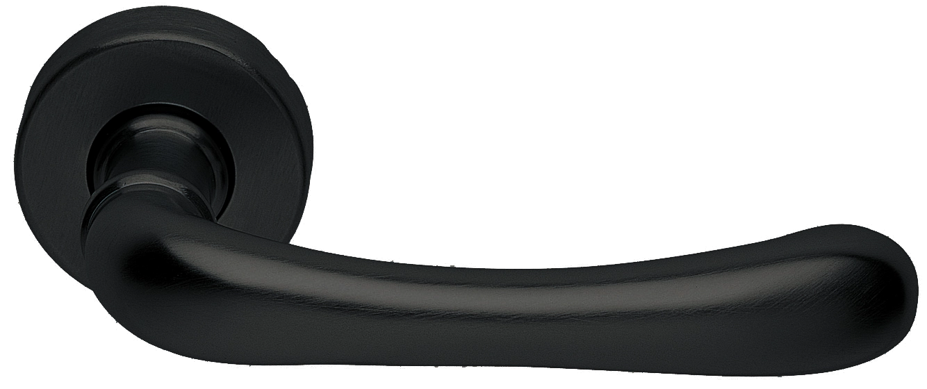 Ручка дверная RING R3-E NERO раздельная на круглой розетке, цвет - черный фото купить Новокузнецк