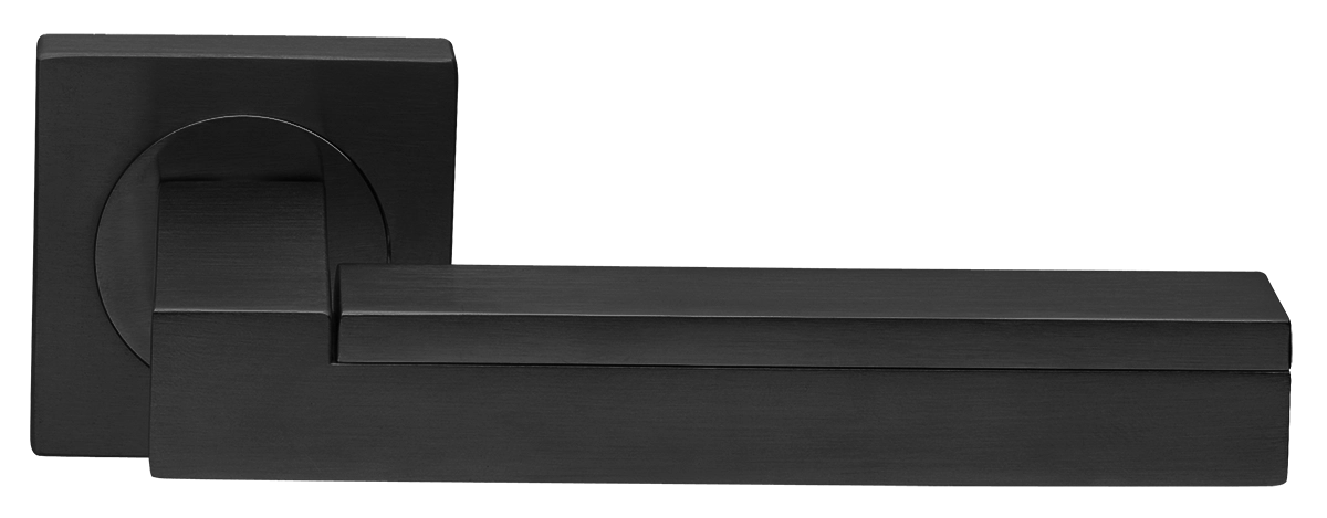 Ручка дверная ISLAND S2 NERO раздельная на квадратной розетке, цвет - черный фото купить в Новокузнецке