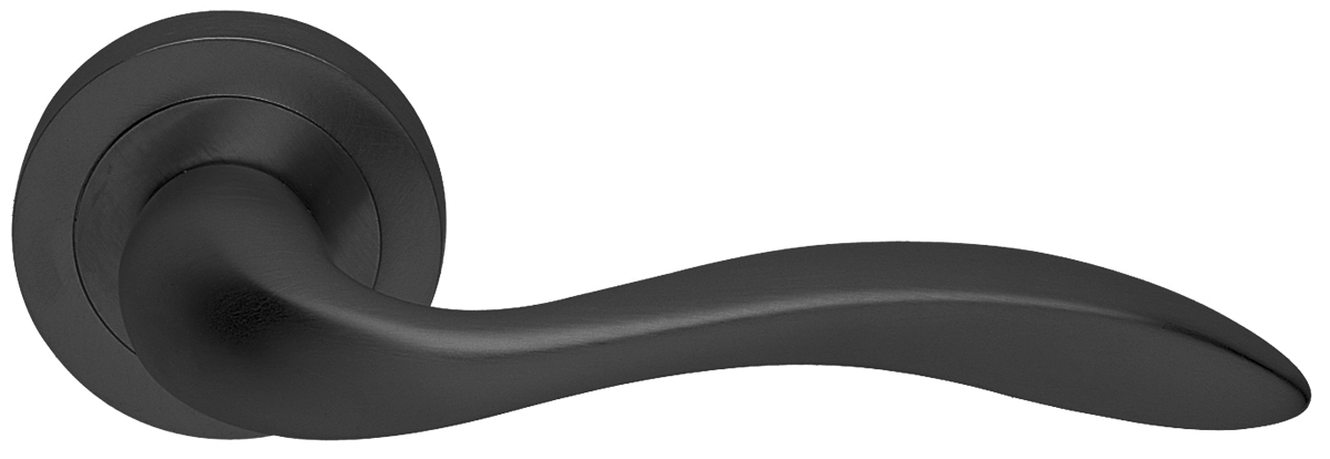 Ручка дверная LEON R2 NERO раздельная на круглой розетке, цвет - черный фото купить в Новокузнецке