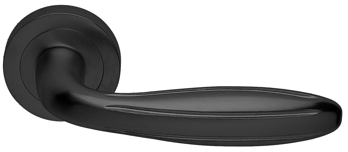 Ручка дверная BUD R2 NERO раздельная на круглой розетке, цвет - черный фото купить в Новокузнецке