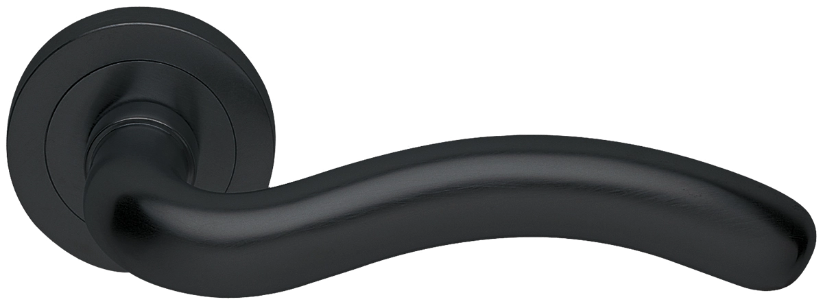 Ручка дверная SNAKE R2 NERO раздельная на круглой розетке, цвет - черный фото купить в Новокузнецке