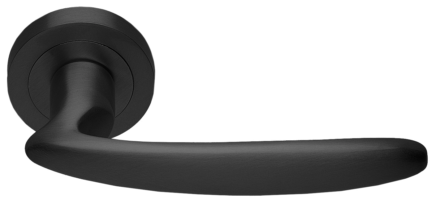Ручка дверная FLAMINGO R2 NERO раздельная на круглой розетке, цвет - черный фото купить в Новокузнецке