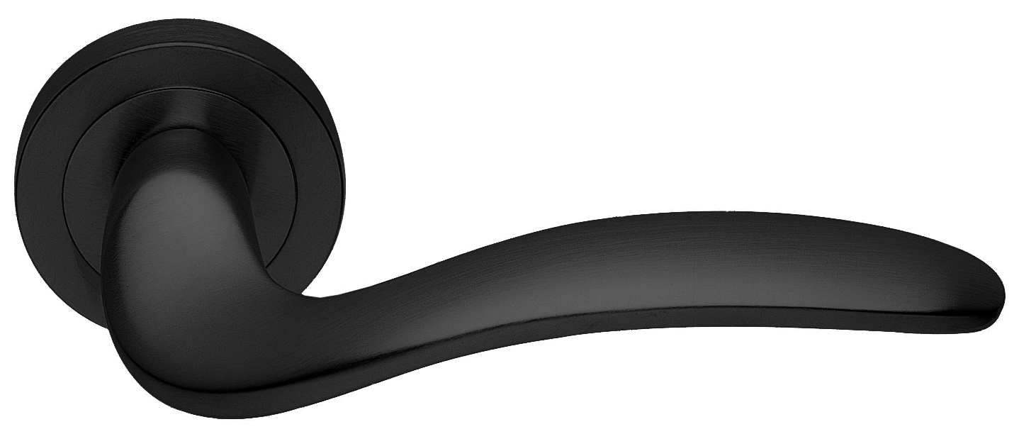 Ручка дверная COBRA R2 NERO раздельная на круглой розетке, цвет - черный фото купить в Новокузнецке