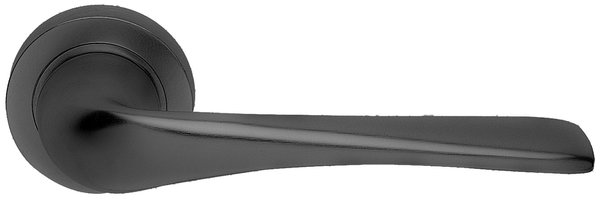 Ручка дверная LE MANS R2 NERO раздельная на круглой розетке, цвет - черный фото купить в Новокузнецке