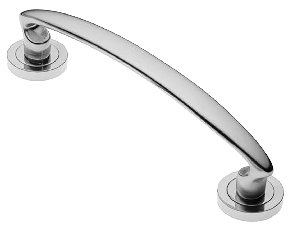 Ручка-скоба дверная FLAMINGO PH CRO на круглой розетке, цвет хром, латунь фото купить в Новокузнецке