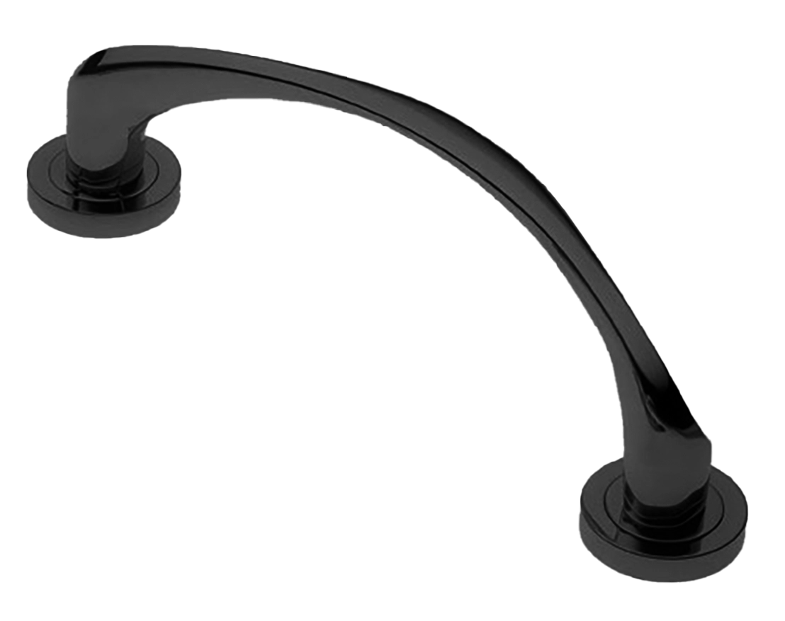 Ручка-скоба дверная COBRA PH NERO на круглой розетке, цвет черный, латунь фото купить в Новокузнецке