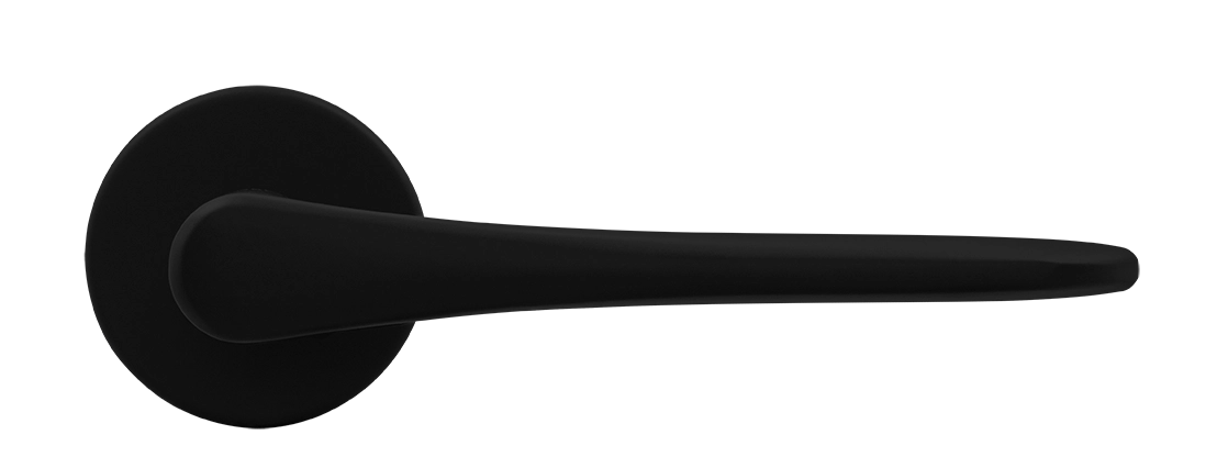 Ручка дверная AULA R5 NERO-ST на круглой розетке, цвет черный soft-touch, ЦАМ фото купить в Новокузнецке