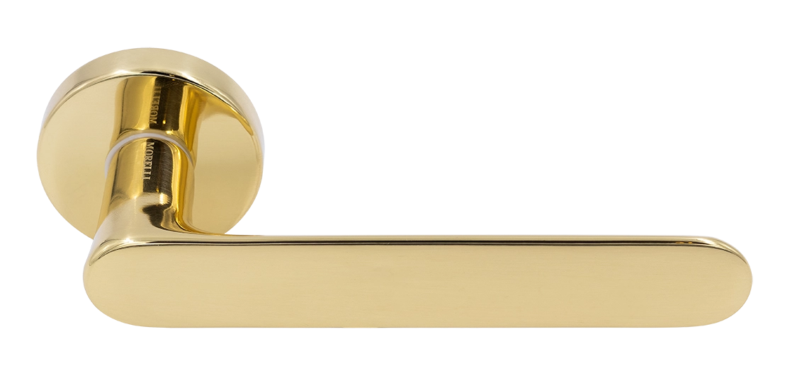 Ручка дверная LE BOAT R5 OTL раздельная на круглой розетке, цвет золото, латунь фото купить Новокузнецк