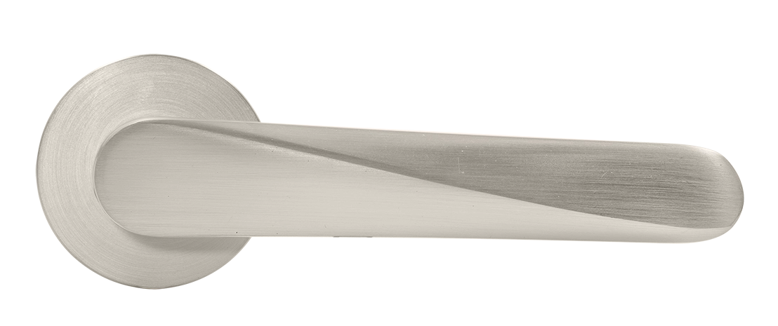 Ручка дверная CAYAN MH-58-R6 MSN раздельная на круглой розетке 6 мм, цвет матовый сатинированный никель, ЦАМ фото купить в Новокузнецке