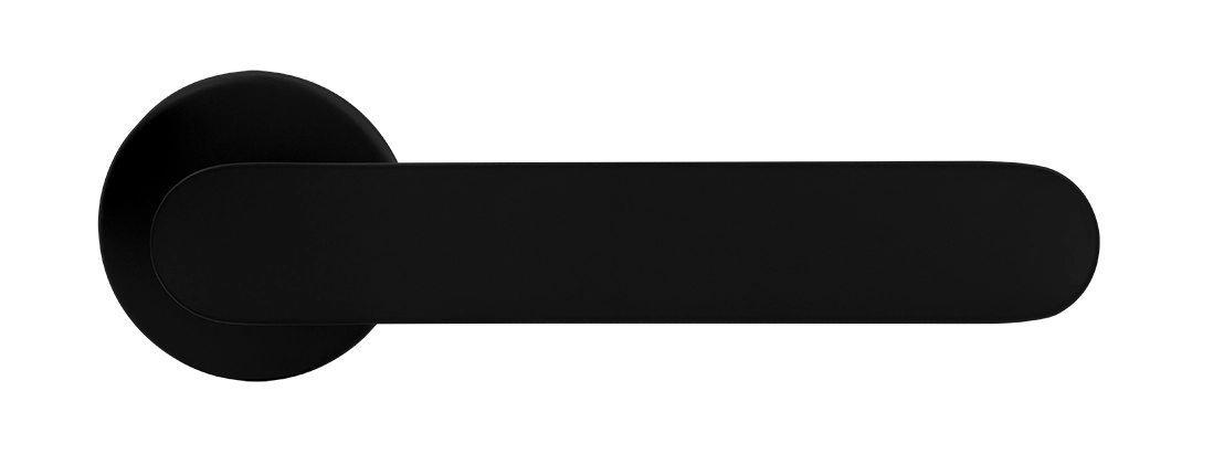 Ручка дверная LE BOAT R5 NERO-ST раздельная на круглой розетке, цвет черный soft-touch, латунь фото купить в Новокузнецке