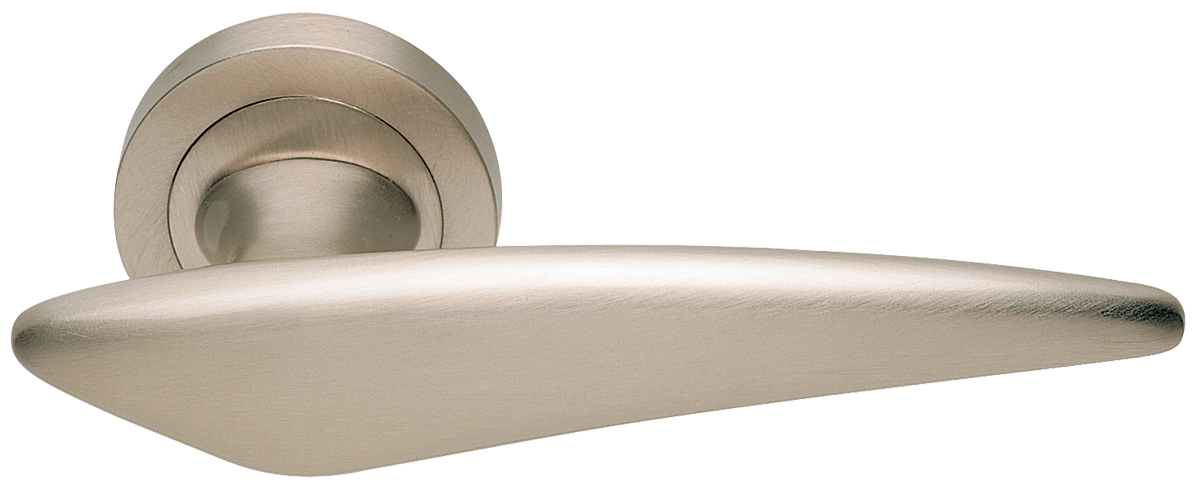 Ручка дверная BOLID R2 NIS раздельная на круглой розетке, цвет матовый никель, латунь фото купить Новокузнецк