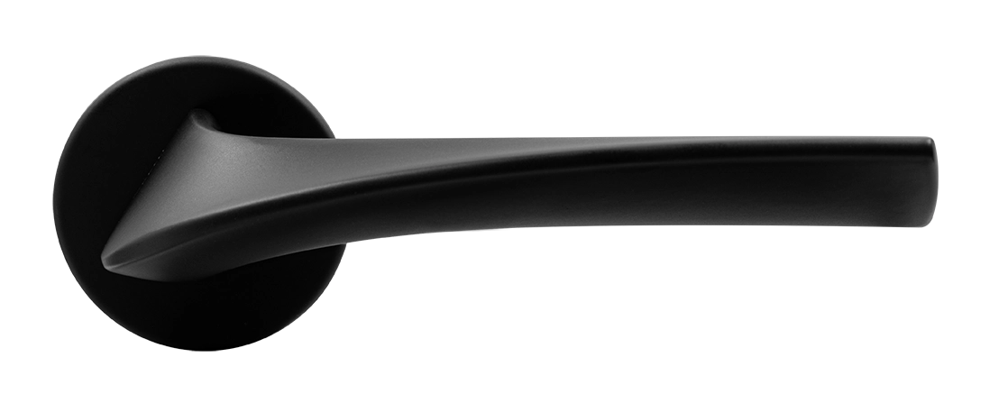 Ручка дверная COMETA R5 NERO-ST на круглой розетке цвет черный soft-touch, ЦАМ фото купить в Новокузнецке