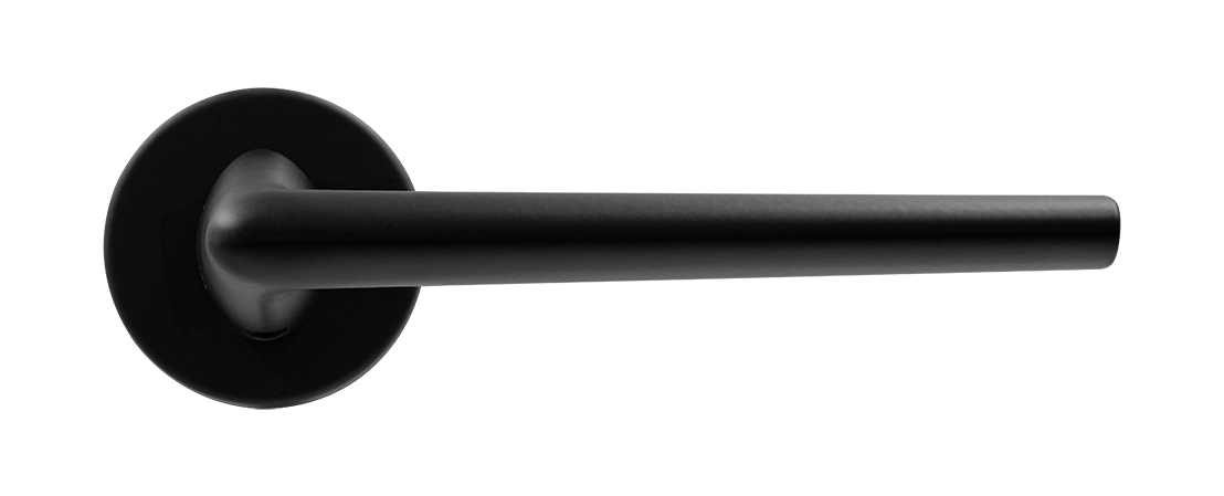 Ручка дверная THE FORCE R5 NERO-ST на круглой розетке, цвет черный soft-touch, ЦАМ фото купить в Новокузнецке