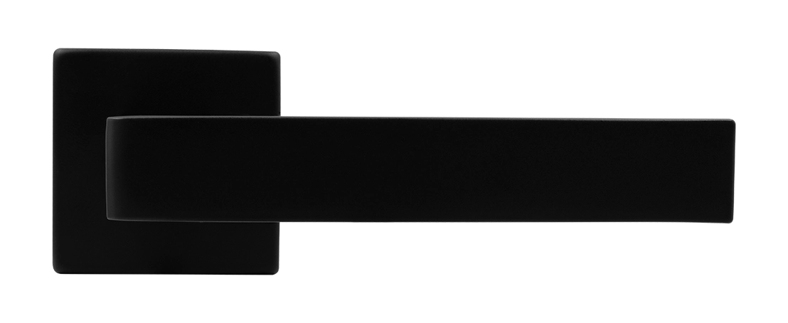Ручка дверная HORIZONT S5 NERO-ST на квадратной розетке, цвет черный soft-touch, ЦАМ фото купить в Новокузнецке