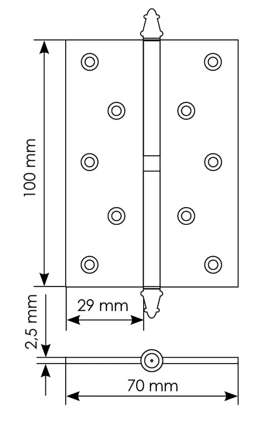 Петля карточная разъемная MSN 100X70X2.5 R COF с подшипником стальная правая, врезная, цвет кофе фото купить в Новокузнецке