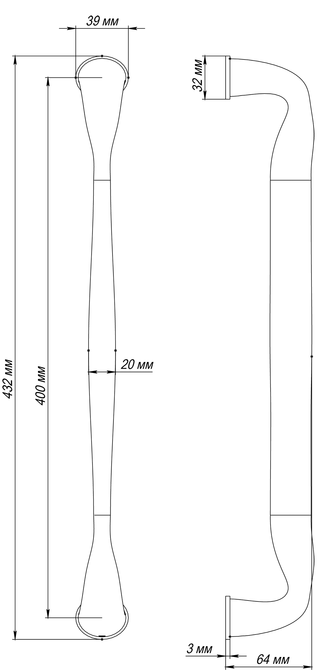 Ручка-скоба LVB PH SSW, цвет Стокгольмский снегопад/Stockholm Snowfall фото купить в Новокузнецке