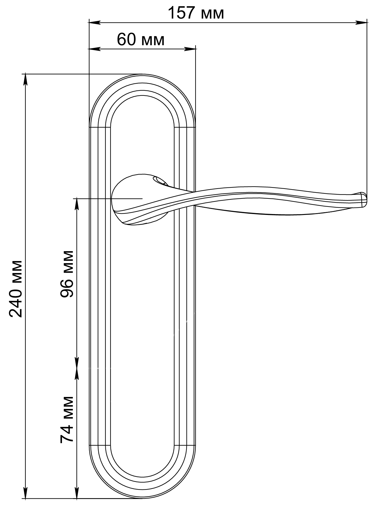 Ручка дверная SKYSCRAPER PLR SST на планке, цвет Летняя гроза/Summer Storm фото фурнитура Новокузнецк