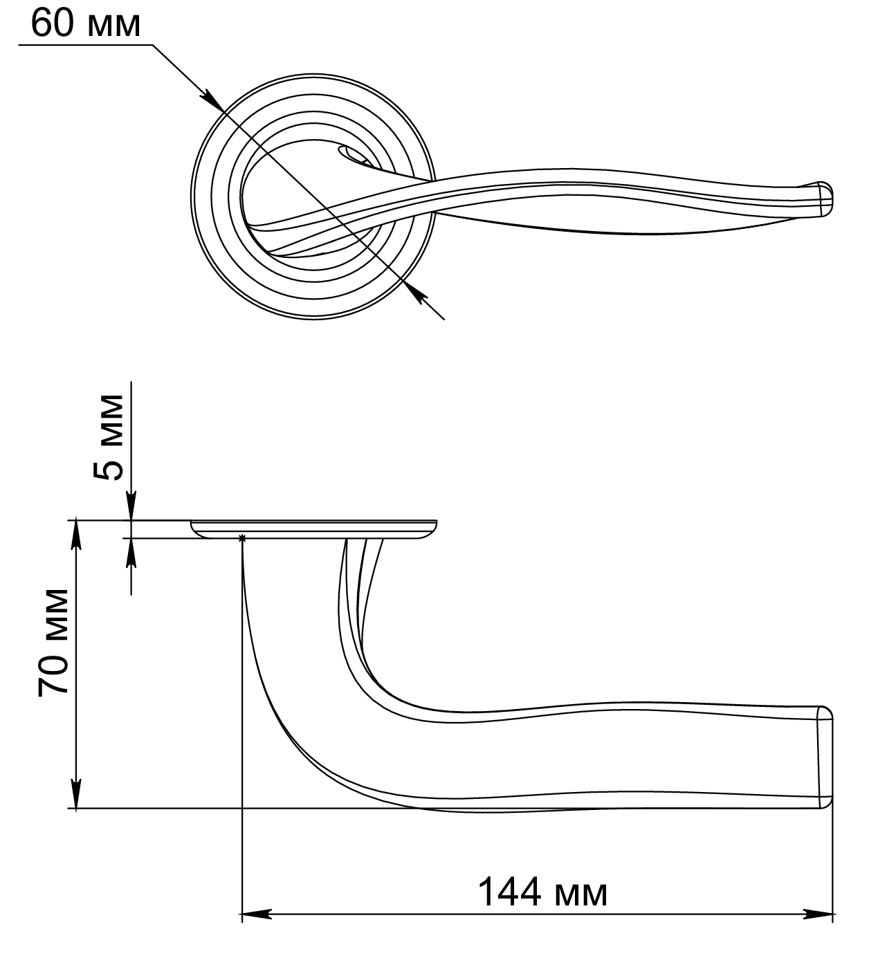 Ручка дверная SKYSCRAPER R7 SST на круглой розетке, цвет Летняя гроза/Summer Storm фото фурнитура Новокузнецк