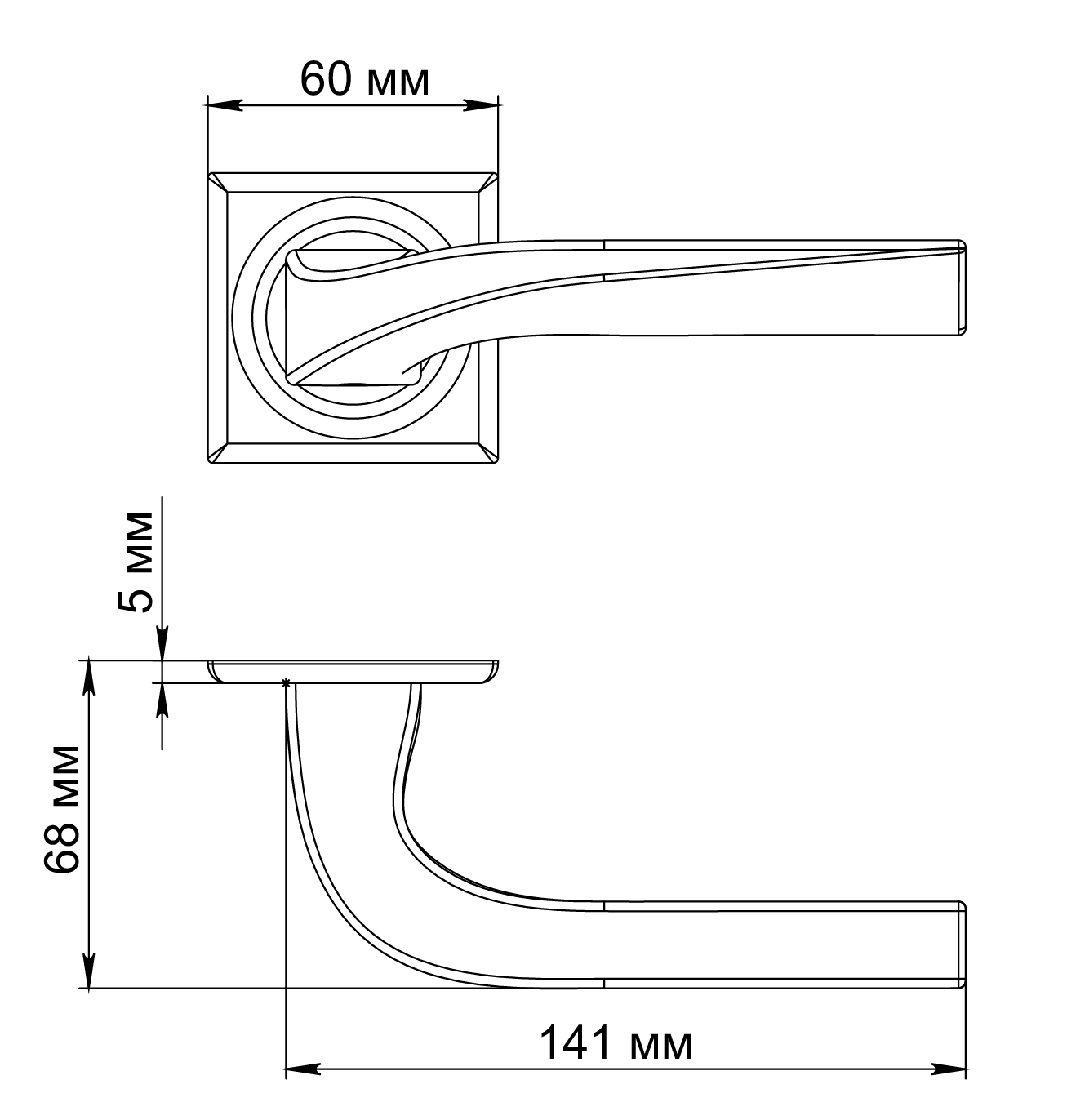 Ручка дверная WD CONCERT HALL S7 SST на квадратной розетке, цвет Летняя гроза/Summer Storm фото фурнитура Новокузнецк