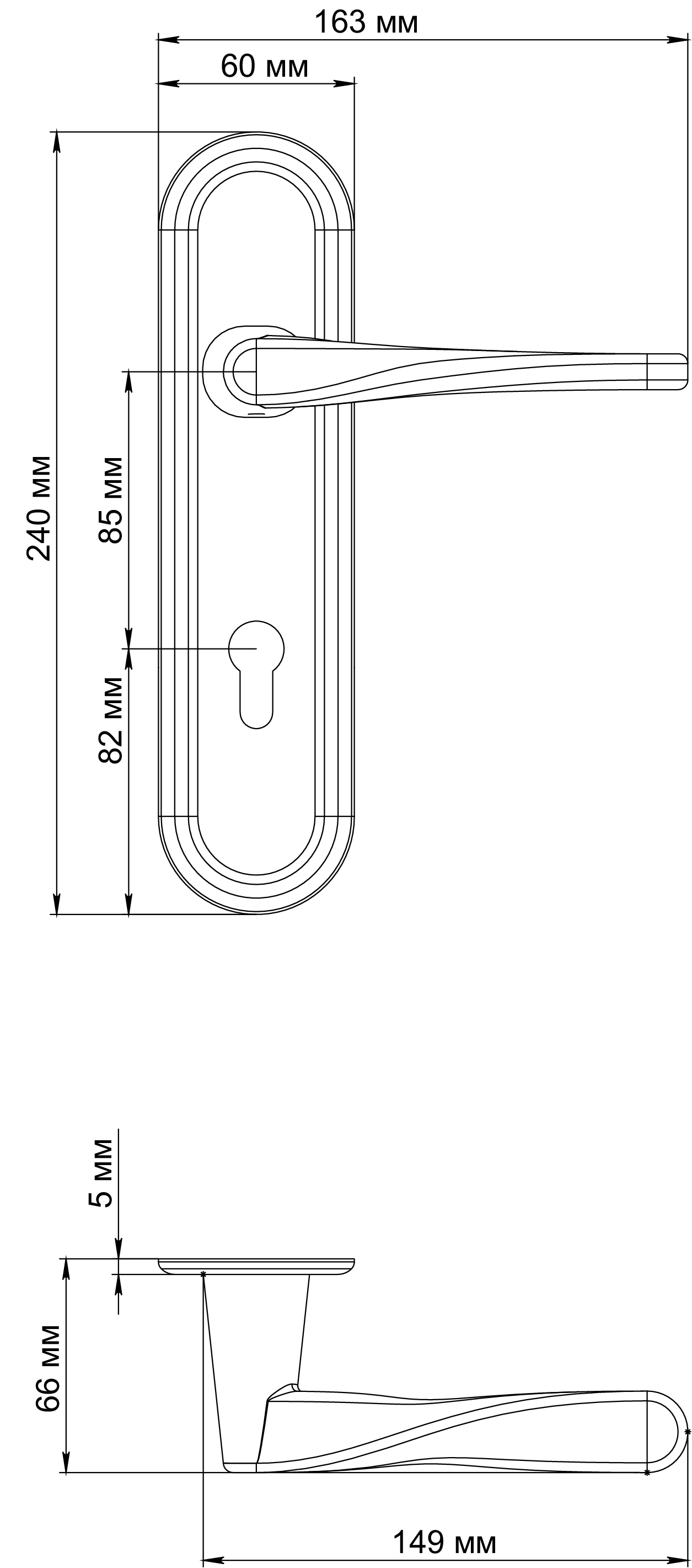 Ручка дверная THE OLYMPICS PLR KH SST на планке под ключевой цилиндр, цвет Летняя гроза/Summer Storm фото купить в Новокузнецке