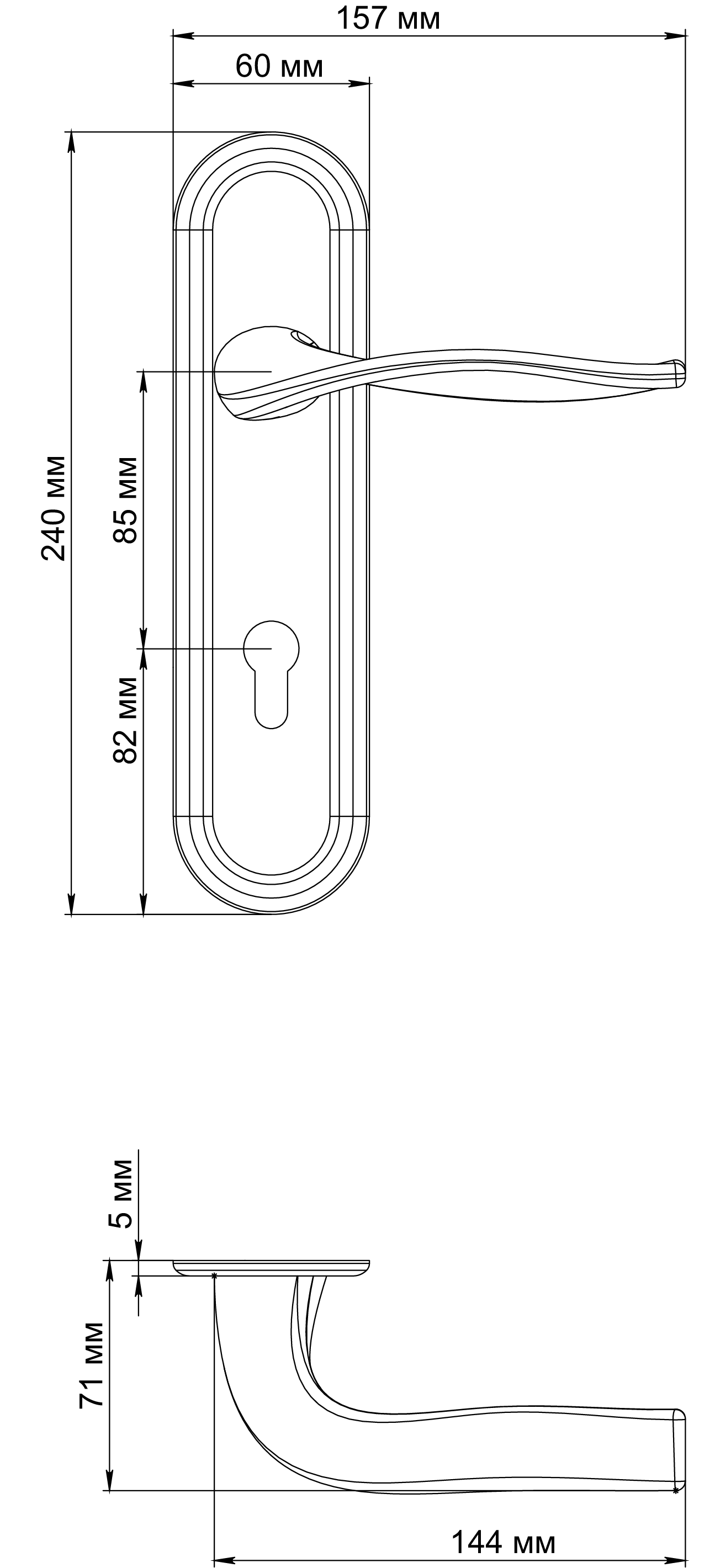 Ручка дверная SKYSCRAPER PLR KH SSW на планке под ключевой цилиндр, цвет Стокгольмский снегопад/Stockholm Snowfall фото купить в Новокузнецке