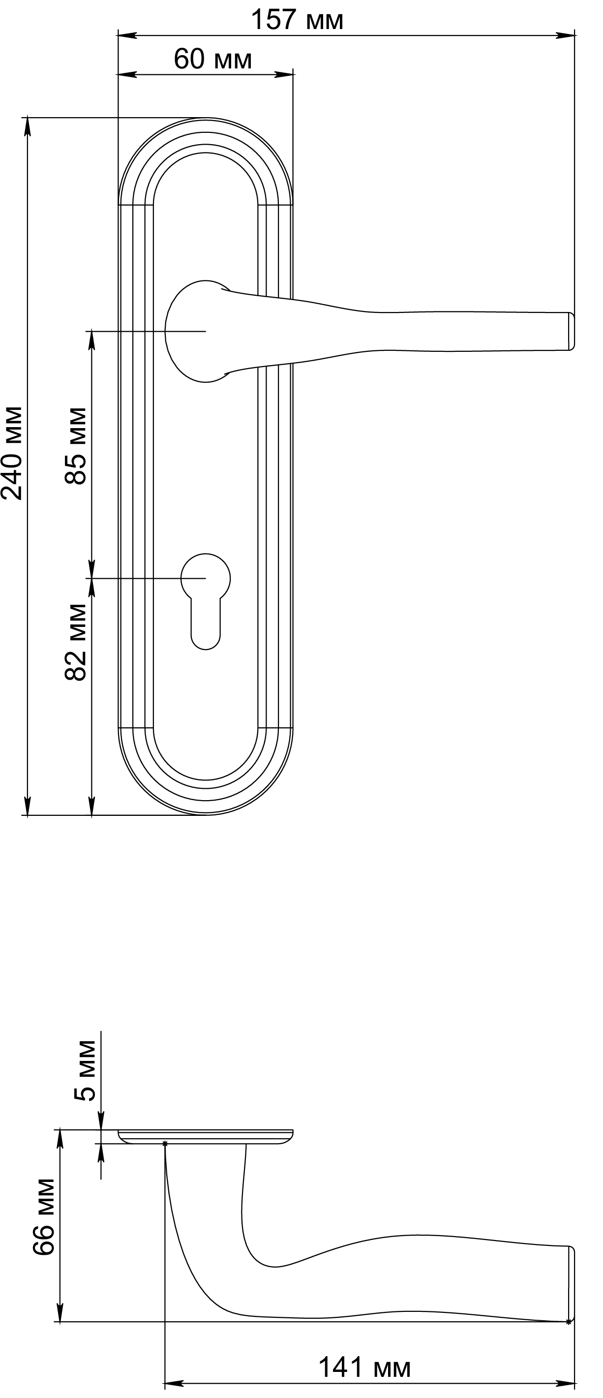 Ручка дверная LVB PLR KH SST на планке под ключевой цилиндр, цвет Летняя гроза/Summer Storm фото купить в Новокузнецке