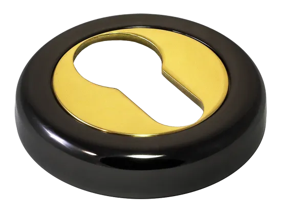 LUX-KH-R4 NNO, накладка на евроцилиндр, цвет - черный хром/золото фото купить Новокузнецк
