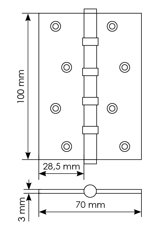 Петля универсальная карточная MBU 100X70X3-4BB AB латунь, врезная, цвет бронза фото купить в Новокузнецке