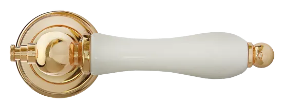 MART, ручка дверная MH-42-CLASSIC PG/W, цвет - золото/белый фото купить в Новокузнецке