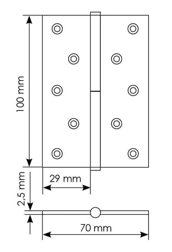 Петля разъемная  карточная MSD 100X70X2.5 W R стальная правая, врезная, цвет белый, сталь фото купить в Новокузнецке