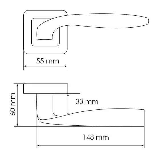 Ручка дверная SHELL MH-45 GR/CP-S55 раздельная на квадратной розетке, цвет графит/хром, ЦАМ Light фото купить в Новокузнецке