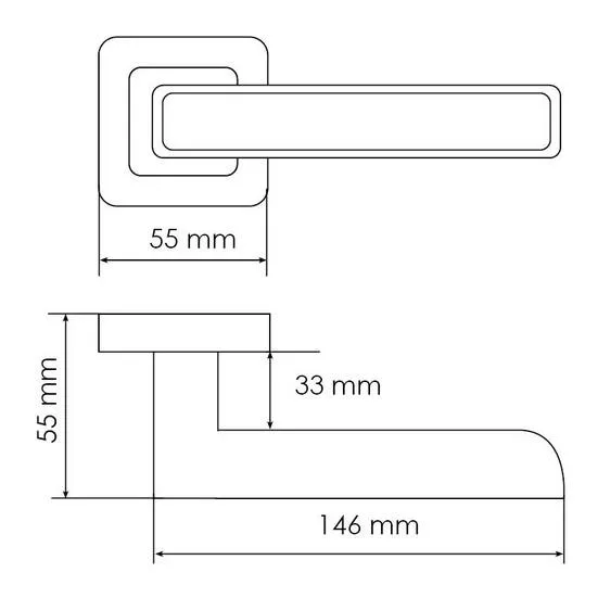 Ручка дверная FLEX MH-44 GR/CP-S55 раздельная на квадратном основании, цвет графит/хром, ЦАМ Light фото купить в Новокузнецке