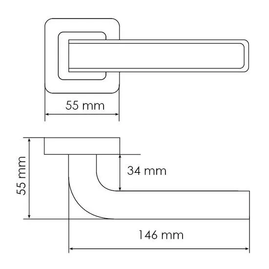 Ручка дверная EON MH-46 GR/CP-S55 раздельная на квадратной розетке, цвет графит/хром, ЦАМ Light фото фурнитура Новокузнецк