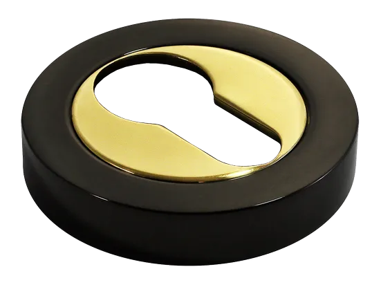 LUX-KH-R2 NNO, накладка на евроцилиндр, цвет - черный хром/золото фото купить Новокузнецк
