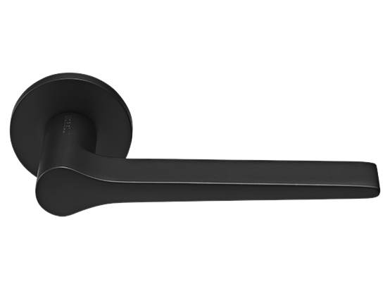 LAND ручка дверная  на круглой розетке 6 мм, MH-60-R6 BL, цвет - чёрный фото купить Новокузнецк